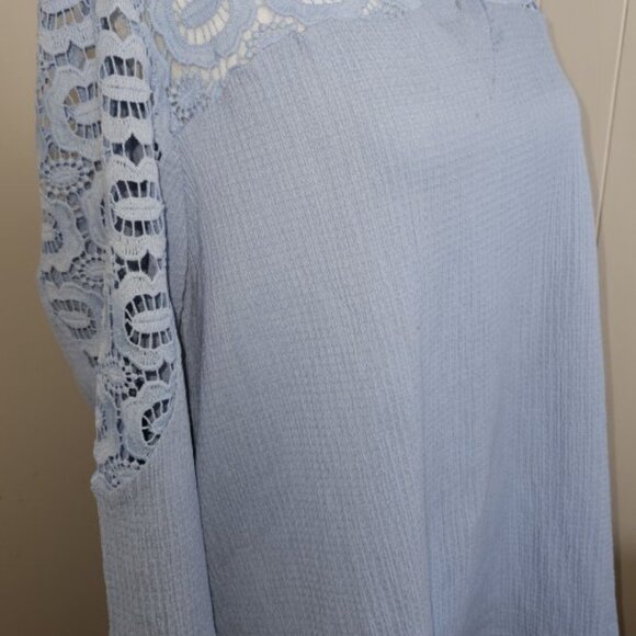 * NEW Blue Lace Sleeves STUDIO 1886 Pullover Top Ladies L 12-14 - Picture 5 of 7